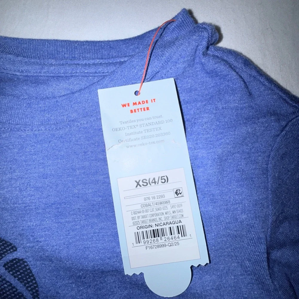 Cat & Jack Graphic Tee 2-Pk Bundle Kids XS 4/5 Blue Green NEW Cowboy Basketball
